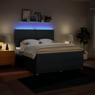 vidaXL Κρεβάτι Boxspring με Στρώμα Μπλε 180x200 εκ. Υφασμάτινο
