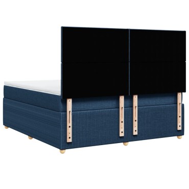 vidaXL Κρεβάτι Boxspring με Στρώμα Μπλε 180x200 εκ. Υφασμάτινο