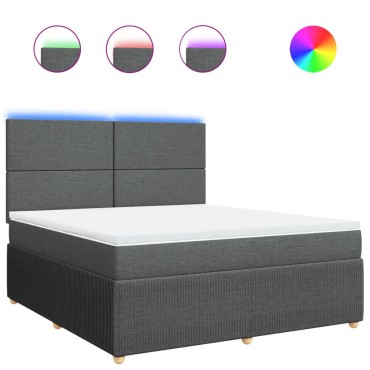vidaXL Κρεβάτι Boxspring με Στρώμα Σκούρο Γκρι 180x200 εκ Υφασμάτιν