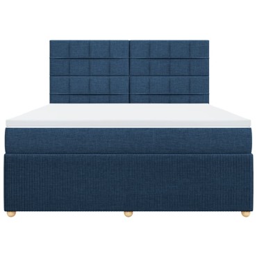 vidaXL Κρεβάτι Boxspring με Στρώμα Μπλε 180x200 εκ. Υφασμάτινο