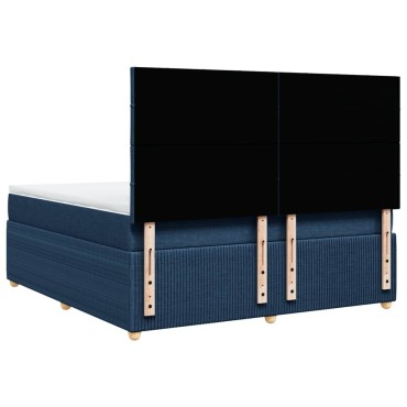 vidaXL Κρεβάτι Boxspring με Στρώμα Μπλε 180x200 εκ. Υφασμάτινο