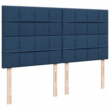 vidaXL Κρεβάτι Boxspring με Στρώμα Μπλε 180x200 εκ. Υφασμάτινο