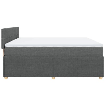vidaXL Κρεβάτι Boxspring με Στρώμα Σκούρο Γκρι 200x200 εκ. Υφασμάτινο