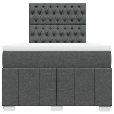 vidaXL Κρεβάτι Boxspring με Στρώμα Σκούρο Γκρι 120x200 εκ. Υφασμάτινο