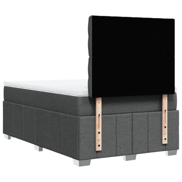vidaXL Κρεβάτι Boxspring με Στρώμα Σκούρο Γκρι 120x200 εκ. Υφασμάτινο