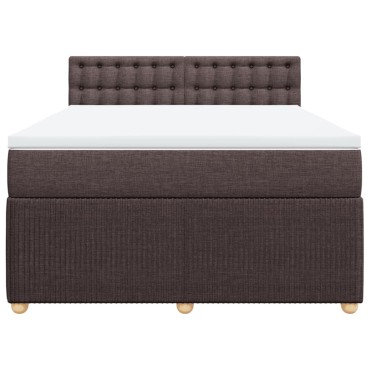 vidaXL Κρεβάτι Boxspring με Στρώμα Σκούρο Καφέ 140x200 εκ Υφασμάτινο