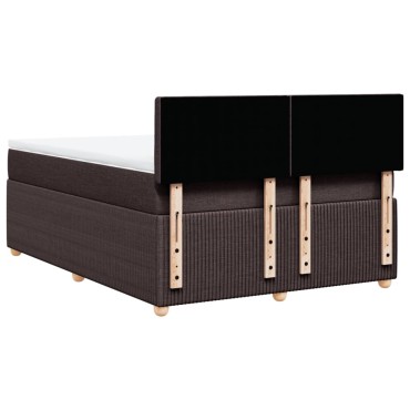 vidaXL Κρεβάτι Boxspring με Στρώμα Σκούρο Καφέ 140x200 εκ Υφασμάτινο