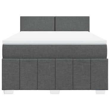 vidaXL Κρεβάτι Boxspring με Στρώμα Σκούρο Γκρι 160x200 εκ Υφασμάτινο