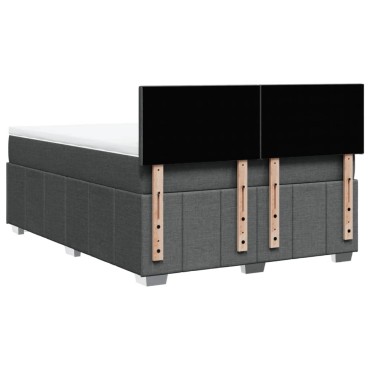 vidaXL Κρεβάτι Boxspring με Στρώμα Σκούρο Γκρι 160x200 εκ Υφασμάτινο