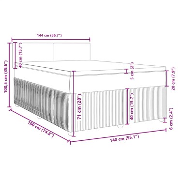 vidaXL Κρεβάτι Boxspring με Στρώμα Ροζ 140x190 εκ. Βελούδινο