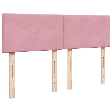 vidaXL Κρεβάτι Boxspring με Στρώμα Ροζ 140x190 εκ. Βελούδινο