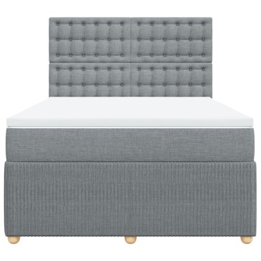 vidaXL Κρεβάτι Boxspring με Στρώμα Ανοιχτό Γκρι 140x200 εκ. Υφασμάτινο