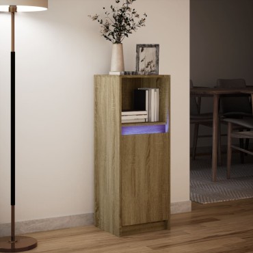 vidaXL Ντουλάπι με Φώτα LED Sonoma Δρυς 38x34x100cm Επεξεργασμένο Ξύλο 1 τεμ.