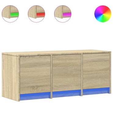 vidaXL Έπιπλο Τηλεόρασης με LED Sonoma Δρυς 97x34x40cm Επεξ. Ξύλο