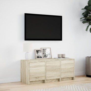 vidaXL Έπιπλο Τηλεόρασης με LED Sonoma Δρυς 97x34x40cm Επεξ. Ξύλο