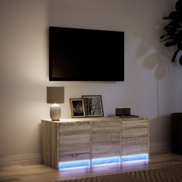 vidaXL Έπιπλο Τηλεόρασης με LED Sonoma Δρυς 97x34x40cm Επεξ. Ξύλο