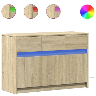 vidaXL Έπιπλο Τηλεόρασης με LED Sonoma Δρυς 91x34x61cm Επεξ. Ξύλο