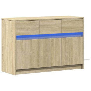 vidaXL Έπιπλο Τηλεόρασης με LED Sonoma Δρυς 91x34x61cm Επεξ. Ξύλο
