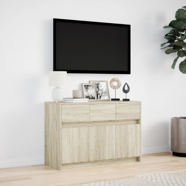 vidaXL Έπιπλο Τηλεόρασης με LED Sonoma Δρυς 91x34x61cm Επεξ. Ξύλο
