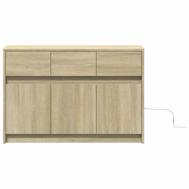 vidaXL Έπιπλο Τηλεόρασης με LED Sonoma Δρυς 91x34x61cm Επεξ. Ξύλο