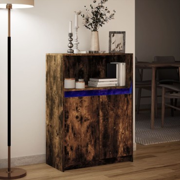 vidaXL Ντουλάπι με Φώτα LED Δρυς 72x34x100cm Επεξεργασμένο Ξύλο 1 τεμ.
