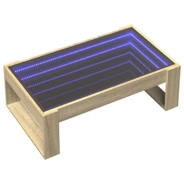 vidaXL Τραπεζάκι Σαλονιού Άπειρο Φως LED Sonoma Δρυς 90x53x30cm 1 τεμ.