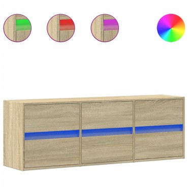 vidaXL Έπιπλο Τοίχου Τηλεόρασης με LED Sonoma Δρυς 130x31x45cm
