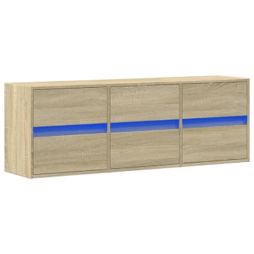 vidaXL Έπιπλο Τοίχου Τηλεόρασης με LED Sonoma Δρυς 130x31x45cm