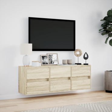 vidaXL Έπιπλο Τοίχου Τηλεόρασης με LED Sonoma Δρυς 130x31x45cm