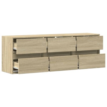 vidaXL Έπιπλο Τοίχου Τηλεόρασης με LED Sonoma Δρυς 130x31x45cm