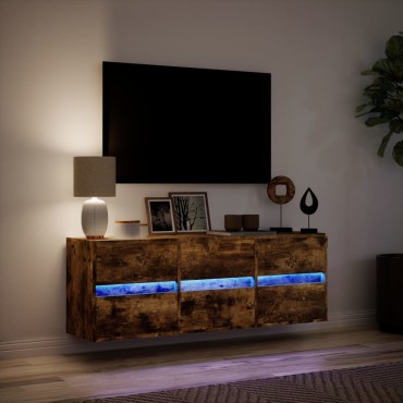 vidaXL Έπιπλο Τοίχου Τηλεόρασης με LED Καπνιστή Δρυς 130x31x45cm