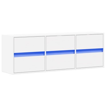 vidaXL Έπιπλο Τοίχου Τηλεόρασης με LED Λευκό 130x31x45cm