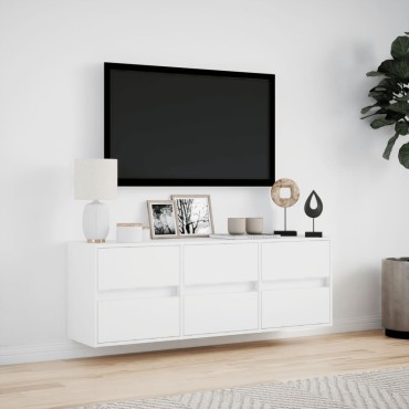 vidaXL Έπιπλο Τοίχου Τηλεόρασης με LED Λευκό 130x31x45cm