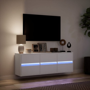 vidaXL Έπιπλο Τοίχου Τηλεόρασης με LED Λευκό 130x31x45cm