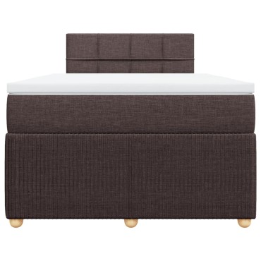 vidaXL Κρεβάτι Boxspring με Στρώμα Σκούρο Καφέ 120x200 εκ. Υφασμάτινο