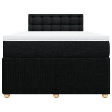 vidaXL Κρεβάτι Boxspring με Στρώμα Μαύρο 120x200 εκ. Υφασμάτινο