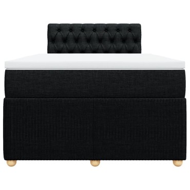 vidaXL Κρεβάτι Boxspring με Στρώμα Μαύρο 120x200 εκ. Υφασμάτινο