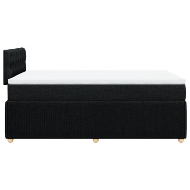 vidaXL Κρεβάτι Boxspring με Στρώμα Μαύρο 120x200 εκ. Υφασμάτινο