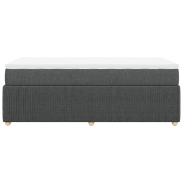 vidaXL Κρεβάτι Boxspring με Στρώμα Σκούρο Γκρι 100x200 εκ. Υφασμάτινο