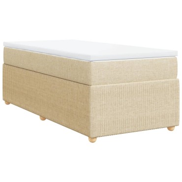 vidaXL Κρεβάτι Boxspring με Στρώμα Κρεμ 100 x 200 εκ. Υφασμάτινο