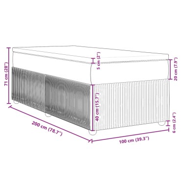 vidaXL Κρεβάτι Boxspring με Στρώμα Κρεμ 100 x 200 εκ. Υφασμάτινο