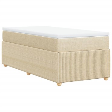 vidaXL Κρεβάτι Boxspring με Στρώμα Κρεμ 100 x 200 εκ. Υφασμάτινο