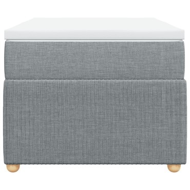 vidaXL Κρεβάτι Boxspring με Στρώμα Ανοιχτό Γκρι 90x200 εκ. Υφασμάτινο