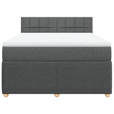 vidaXL Κρεβάτι Boxspring με Στρώμα Σκούρο Γκρι 140x190 εκ. Υφασμάτινο