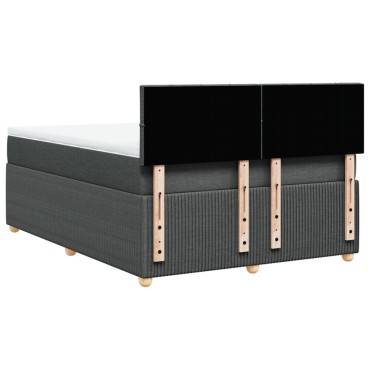 vidaXL Κρεβάτι Boxspring με Στρώμα Σκούρο Γκρι 140x190 εκ. Υφασμάτινο