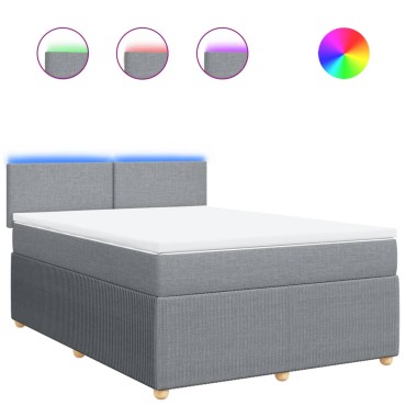 vidaXL Κρεβάτι Boxspring με Στρώμα Ανοιχτό Γκρι 140x190 εκ. Υφασμάτινο