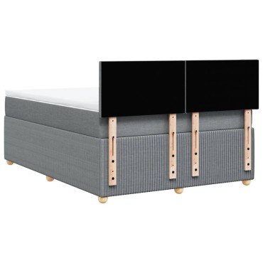 vidaXL Κρεβάτι Boxspring με Στρώμα Ανοιχτό Γκρι 140x190 εκ. Υφασμάτινο
