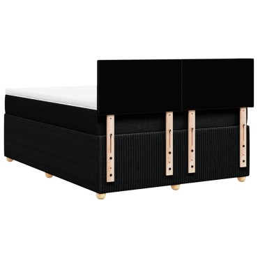vidaXL Κρεβάτι Boxspring με Στρώμα Μαύρο 140x190 εκ. Υφασμάτινο