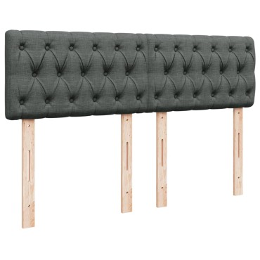 vidaXL Κρεβάτι Boxspring με Στρώμα Σκούρο Γκρι 140x190 εκ. Υφασμάτινο