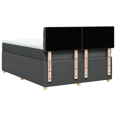 vidaXL Κρεβάτι Boxspring με Στρώμα Σκούρο Γκρι 140x190 εκ. Υφασμάτινο